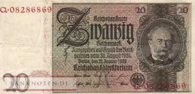 Deutschland - 20  Reichsmark (#DEU-184a_VF)