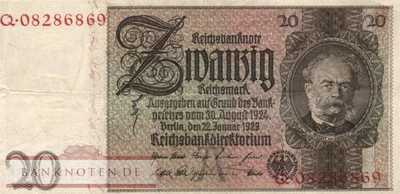 Germany - 20  Reichsmark (#DEU-184a_VF)