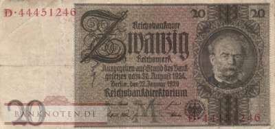 Germany - 20  Reichsmark (#DEU-184b_F)
