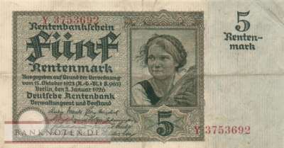 Germany - 5  Rentenmark (#DEU-209a_VF)
