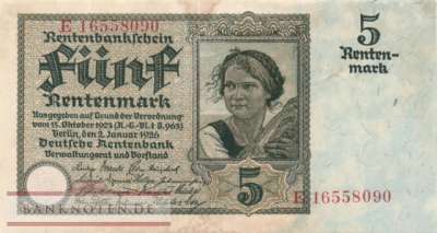 Deutschland - 5  Rentenmark (#DEU-209b_XF)