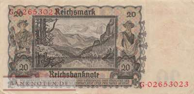 Germany - 20  Reichsmark (#DEU-215a_F)