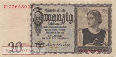Germany - 20  Reichsmark (#DEU-215a_F)