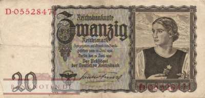 Germany - 20  Reichsmark (#DEU-215a_F)