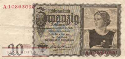 Deutschland - 20  Reichsmark (#DEU-215a_VF)