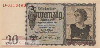 Deutschland - 20  Reichsmark (#DEU-215a_XF)