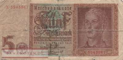 Deutschland - 5  Reichsmark (#DEU-220a_VG)