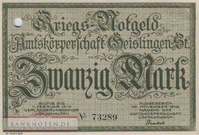 Geislingen - 20  Mark (#DGN170_2E_UNC)
