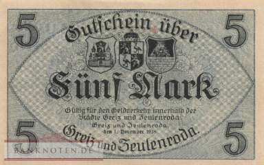 Greiz und Zeulenroda - 5  Mark (#DGN196_01_UNC)