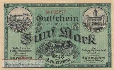 Greiz und Zeulenroda - 5  Mark (#DGN196_01_UNC)