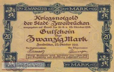 Zweibrücken - 20  Mark (#DGN582_2a_VF)