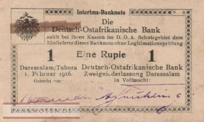 German East Africa - 1  Rupie (#DOA-31a2_AU)