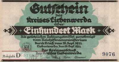 Liebenwerda - 100  Mark (#I22_2720_6a_AU)