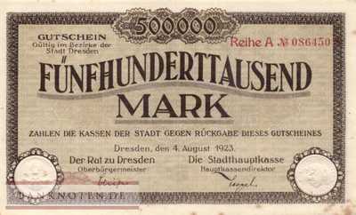 Dresden - 500.000  Mark (#I23_1072a-2_XF)