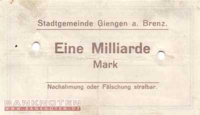 Giengen - 1 Milliarde Mark (#I23_1784i_VF)