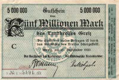 Greiz - 5 Million Mark (#I23_1896d-1_VF)