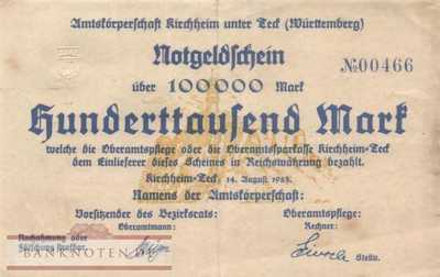 Kirchheim u. Teck - 100.000  Mark (#I23_2650a-1_VF)