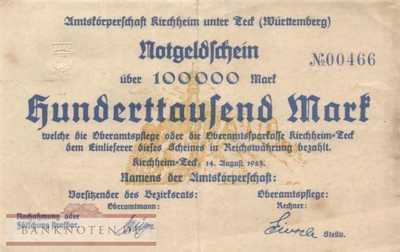 Kirchheim u. Teck - 100.000  Mark (#I23_2650a-1_VF)