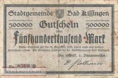 Kissingen, Bad - 500.000  Mark (#I23_2665b_VG)