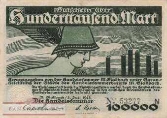 München Gladbach - 100.000  Mark (#I23_3681c_VF)