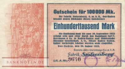 Oos-Baden - 100.000  Mark (#I23_4177a-1_VF)