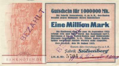 Oos-Baden - 1 Million Mark (#I23_4177a-3E_XF)