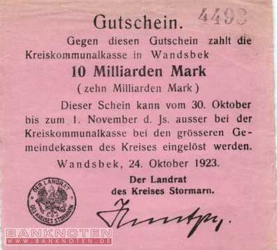 Stormarn, Wandsbek - 10 Milliarden Mark (#I23_4897f_VG)