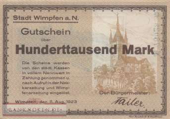 Wimpfen - 100.000  Mark (#I23_5642a-3_UNC)