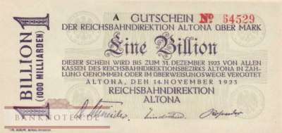 Reichsbahn Altona - 1 Billion Mark (#RB001_23b_UNC)