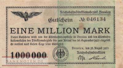 Reichsbahn Breslau - 1 Million Mark (#RB003_02b_VF)