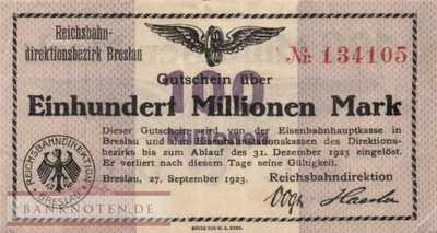 Reichsbahn Breslau - 100 Millionen Mark (#RB003_08b_VF)