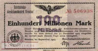 Reichsbahn Breslau - 100 Millionen Mark (#RB003_08c_VF)