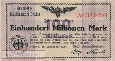 Reichsbahn Breslau - 100 Millionen Mark (#RB003_09c_VF)