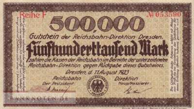 Reichsbahn Dresden - 500.000  Mark (#RB005_02a_VF)