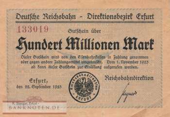 Reichsbahn Erfurt - 100 Millionen Mark (#RB007_05_F)