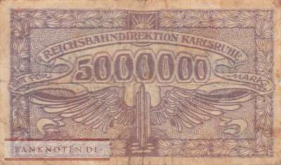 Reichsbahn Karlsruhe - 5 Millionen  Mark (#RB012_03b_VG)