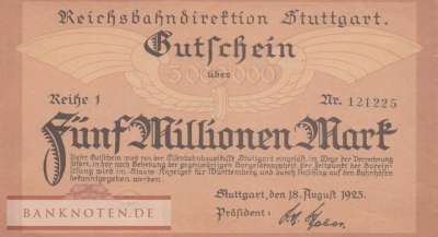 Reichsbahn Stuttgart - 5 Millionen Mark (#RB021_03a_AU)