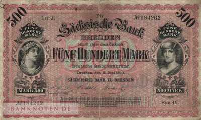 Sachsen - 500  Mark (#SAX07a_VG)