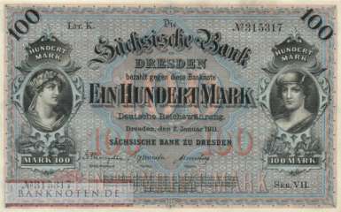 Sachsen - 100  Mark (#SAX08a_XF)