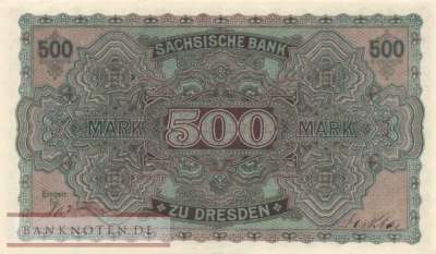 Sachsen - 500  Mark (#SAX10a_XF)