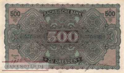 Sachsen - 500  Mark (#SAX10a_XF)