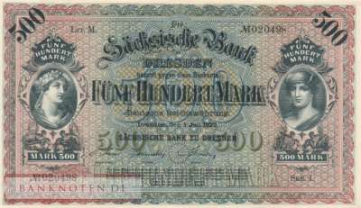 Sachsen - 500  Mark (#SAX10a_XF)
