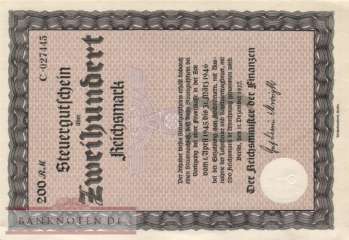 Deutschland - 200  Reichsmark - Steuergutschein (#SG005a_AU)