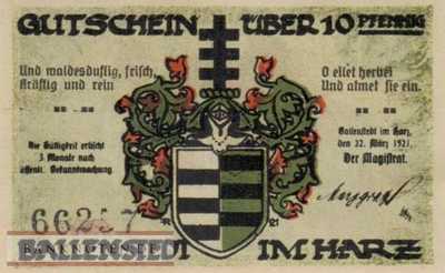 Ballenstedt - 10  Pfennig (#SS0061_4-1-6_UNC)