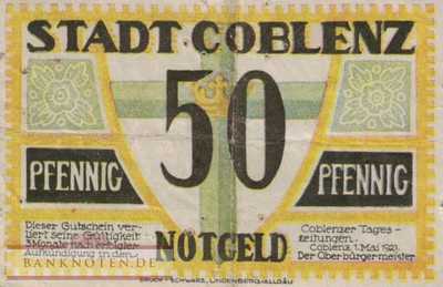 Coblenz - 50  Pfennig (#SS0233_1-2-2_VF)