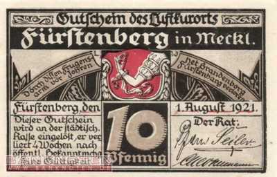 Fürstenberg in Mecklenburg - 10  Pfennig (#SS0402_1-1_UNC)