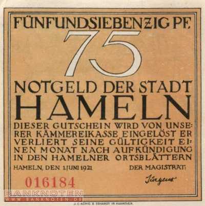 Hameln - 75  Pfennig (#SS0566_1a-3_UNC)
