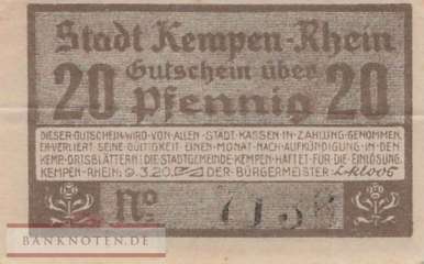 Kempen - 20  Pfennig (#SS0689_1a-1-1_XF)