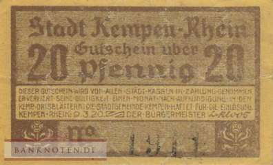 Kempen - 20  Pfennig (#SS0689_1a-1-2_AU)