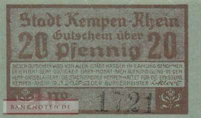 Kempen - 20  Pfennig (#SS0689_1a-1-3_UNC)